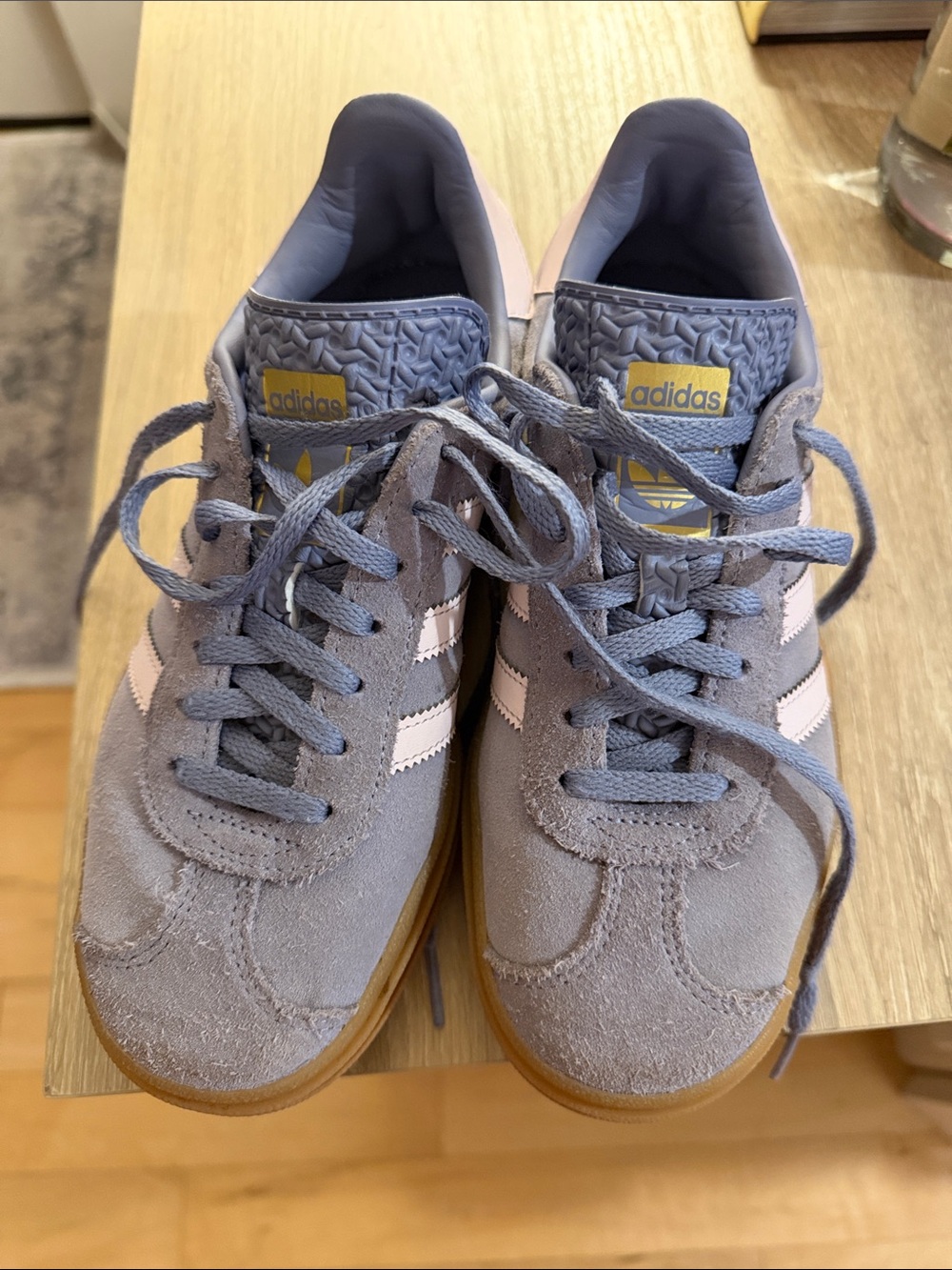 adidas Girls Suede Sneakers in Light Blue and Pale Pink
